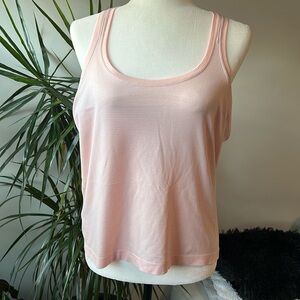 Lululemon Muscle Tee Lightweight Soft Pink with Grey Stripes Size 12